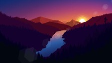 Landscape illustration mountains nature sunset river art Custom Gaming Mat Desk