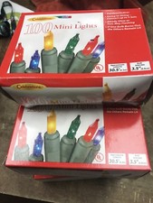 100 Mini Christmas Lights GREEN Wire Lot Of 7