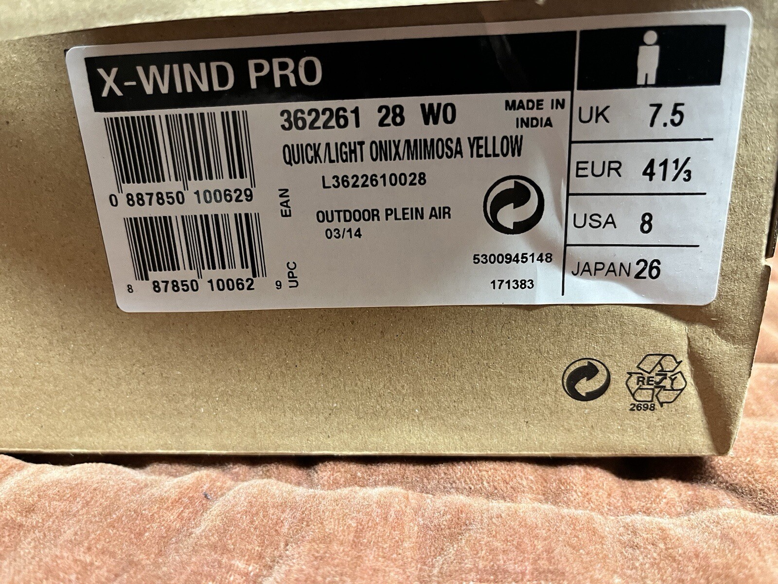 Scarpe da Trail Running Salomon X Wind Pro Uomo 8 Giallo Mimosa Nuove