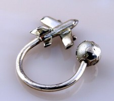 Tiffany  Co. Plane Globe  Airplane Key Ring in Sterling Silver 925