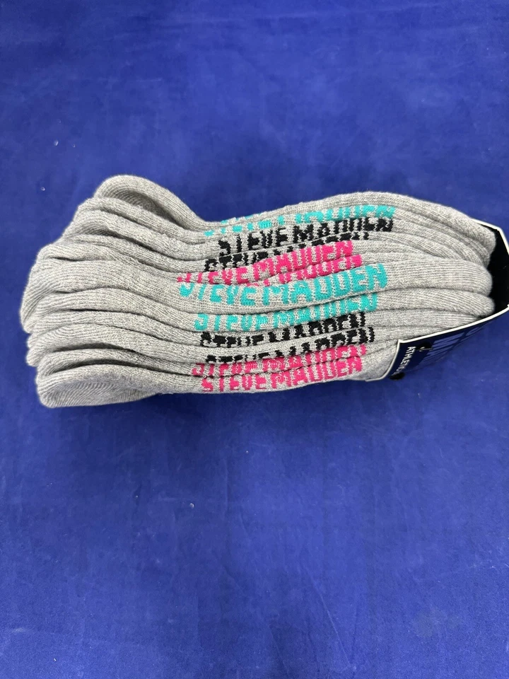 Calcetines deportivos Steve Madden de corte bajo para mujer - Paquete de 6 - Talla 9 a 11 - Gris - Nuevos Foto 2 de 3