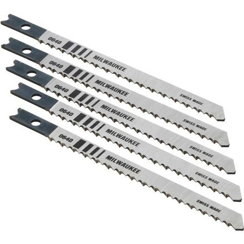 Milwaukee 48-42-06404" 10-TPI Wood-Cutting U-Shank Jigsaw Blades, 5-Pack