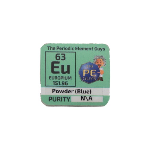 Europium Rare Earth Amazing Blue Glow Powder in a Periodic Element Tile - Picture 3 of 5