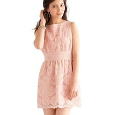 WINDSOR Blush Pink Pastel Embroidered Floral Print Sleeveless Fit Flare Dress L