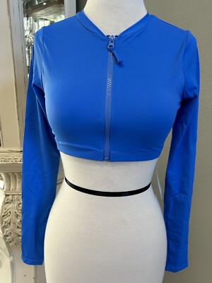 CAMILLE KOSTEK MY FAVORITE LONG SLEEVE BIKINI TOP BLUE NWT LARGE