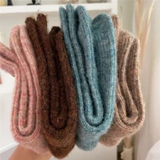 5Pack Wool Crew Knit Cozy Design Thick Casual Classic Color Warm Women Socks 5-9