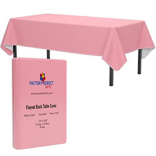  Flannel Backed Vinyl Tablecloths, Solid Color 54 Inch. X 10