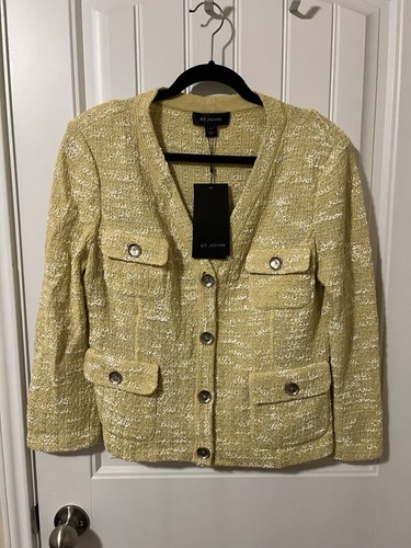 ST. JOHN Jacket Sz 12 Lemongrass and Cream Spring Summer NWT! Perfect!