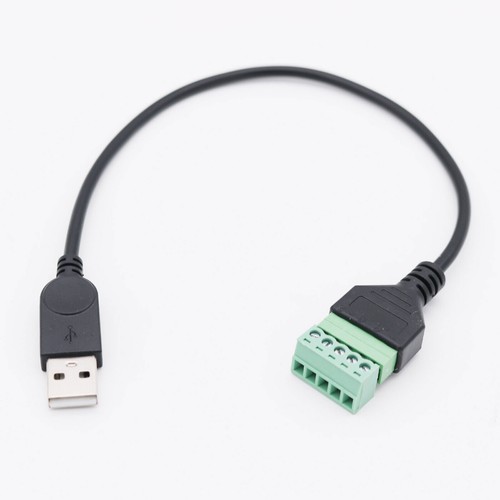 1FT USB A Male to 5 Pin Screw Terminal Connector Plug with Shield Adapter Cable - Picture 2 of 9