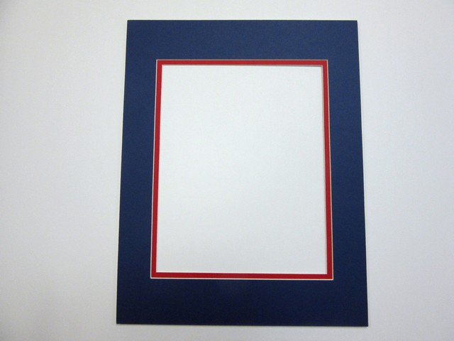Picture Frame Double Mat 20x24 For 16x20 Photo Blue With Red Liner