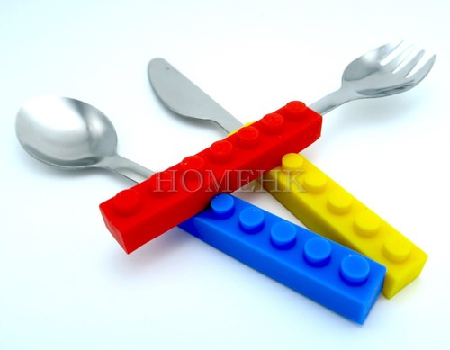 Utensil Dining Set Brick Building block Fork Spoon Knife Kid Meal Children - Picture 7 of 8