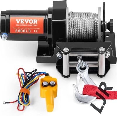 ATV Winch, 2000 Lb Electric Winch, 12V Small ATV UTV Winch with 5/32 in X 39 Ft