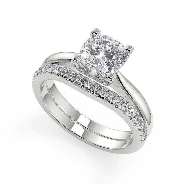 1.2 Ct Cushion Squared 4 Claw Solitaire Diamond Engagement Ring VS1 H Treated 1.2 Ct Cushion Squared 4 Claw Solitaire Diamond Engagement Ring VS1 H Treated