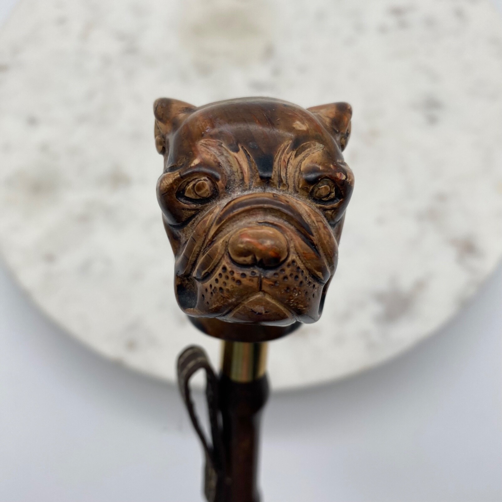 Vintage Bulldog Head Bamboo Shoe Horn Slipper Spoon S… Gem
