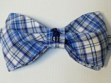 Custom Mens Blue/Navy Plaid Bow Tie Pre-tied Adjustable Gift 4 Him OOAK Unique