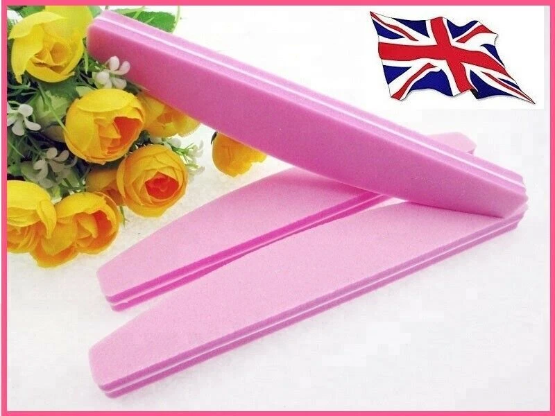BUFFER BLOCK ACRYLIC NAIL ART BUFFING SANDING BLOCK FILE WHITE&PINK UK SUPPLIER
