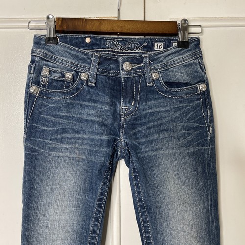 MISS ME GIRLS JK6163P DENIM CAPRI JEANS EMBELLISHED Size 10 - Picture 4 of 5