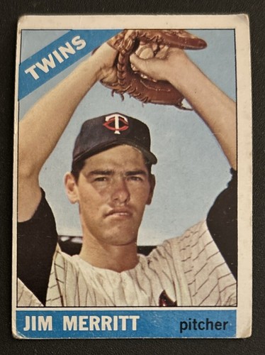 1966 Topps Jim Merritt Baseball Rookie Card (RC) #97 Twins Pitcher PR Creased OC