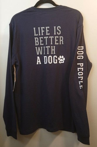 Pavilion Life is Better with A Dog-Blue Small Unisex Long Sleeve Shirt, Large. - Picture 3 of 5