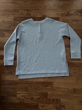 Women's Cherish Long Sleeve Henley Loose Knit Top Light BlueSize Large