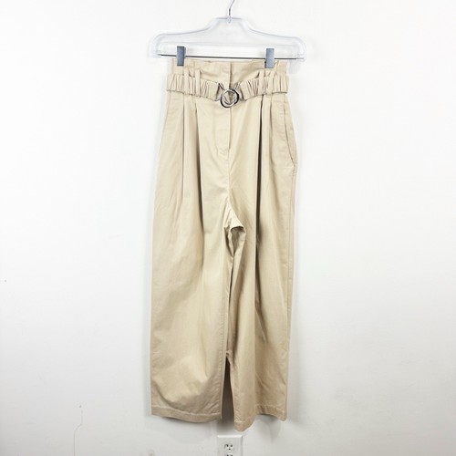 Derek Lam 10 Crosby Womens Khaki Ankle Straight Paperbag Pants BHFO 1885 Size 2 - Picture 2 of 11