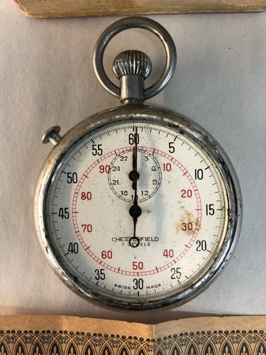 Vintage CHESTERFIELD Swiss Made Stopwatch 7 Jewel - For Parts/Repair - No Glass - Picture 2 of 3