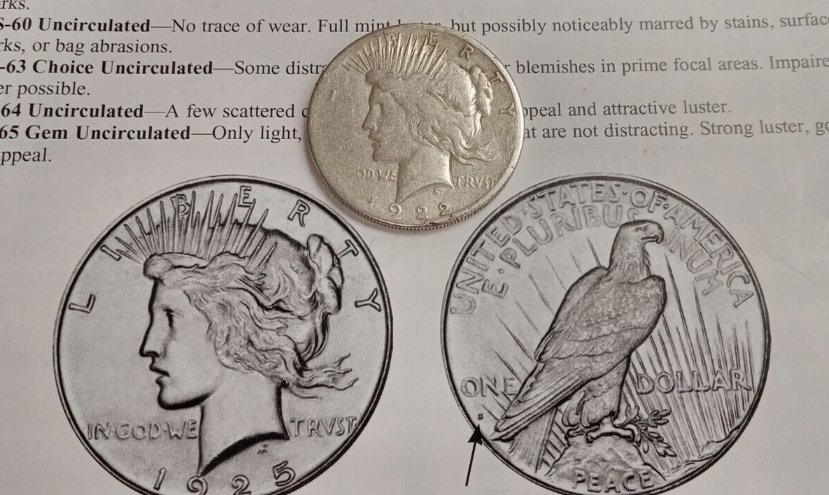 1922年 アメリカ ピースダラー（Peace Dollar）本物保障 1922 S US Peace Silver Dollar $1 - NGC Brilliant