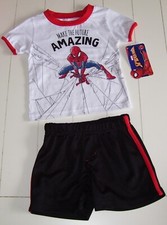 Boys Marvel Spider-Man 2 Pc Make The Future Amazing T Shirt Shorts Outfit 12M