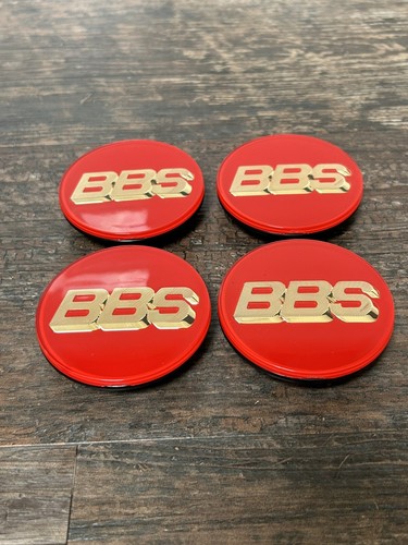 BBS 3D Red & Light Gold Centre Caps 70mm RM RZ RG RS - Picture 2 of 3