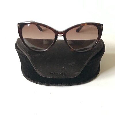 Tom Ford Gina Oversized Sunglasses Womens Brown Gradient TF 345 T Logo Plastic