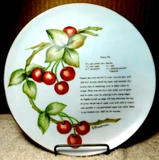 Harmony House~Wheat Cherry Pie Recipe 8" Dessert Plate RARE Find!!