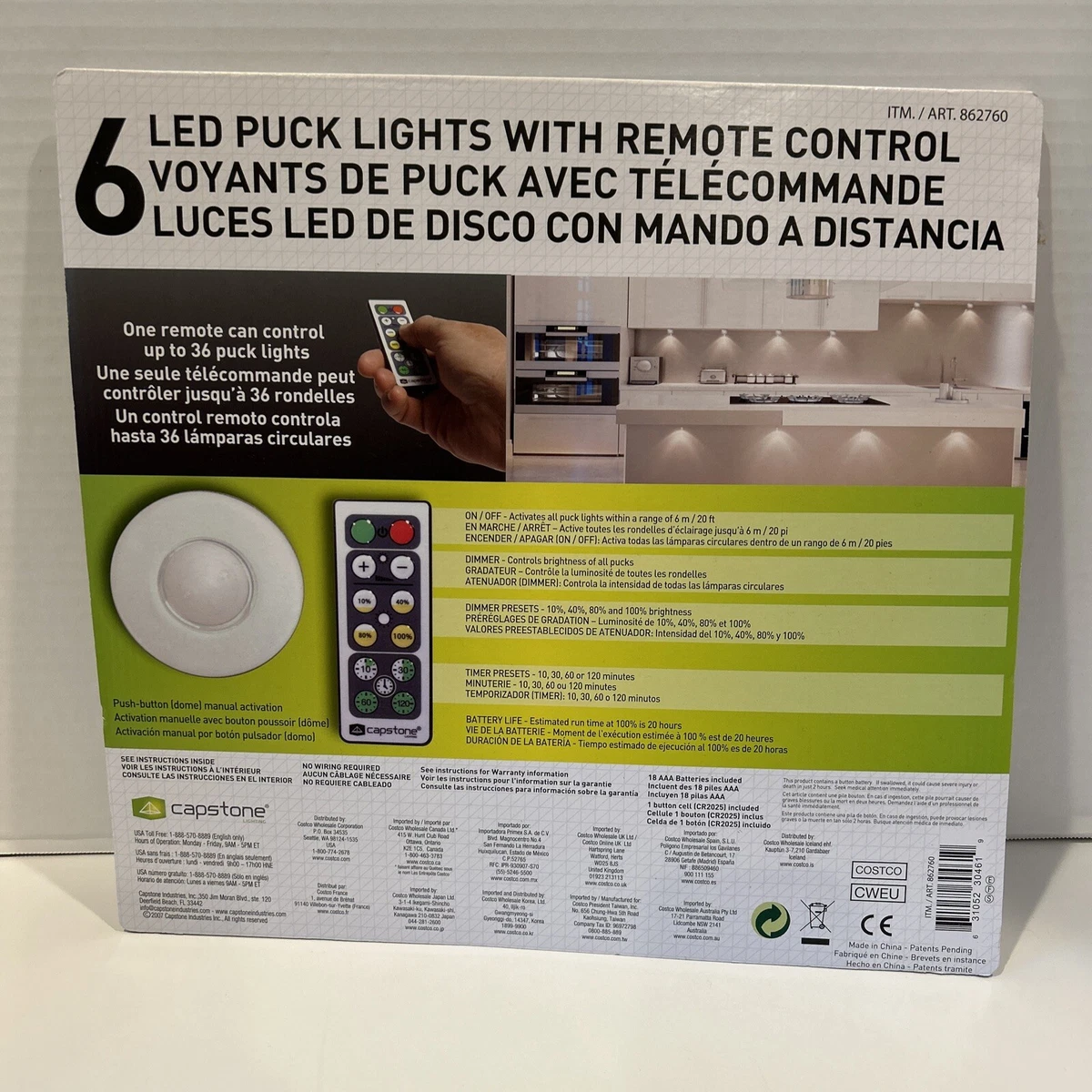 6 Led Puck Lights Wireless W Remote