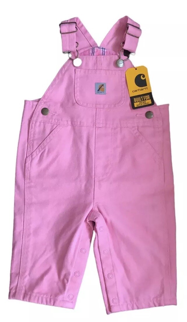 Carhartt Baby Pink Canvas Flannel Lined Overalls Size Months