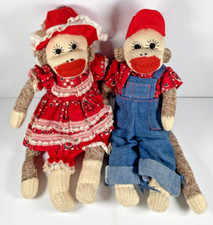 Par de monjes artesanales de 14" muy lindos en ropa de granja rural niña y niño