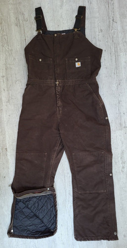 dark brown insulated carhartt bibs