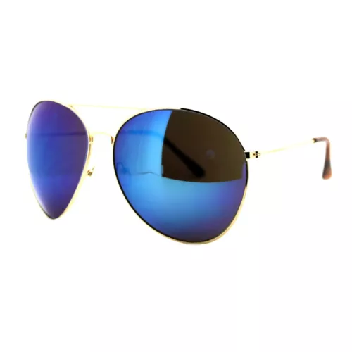 SUPER Oversized Pilot Sunglasses Big Metal Frame Multicolor Mirror Lens