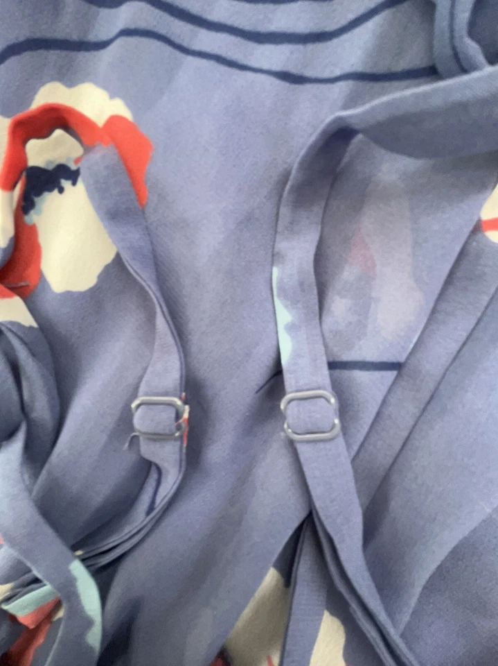 Vestido Feminino M Roxo Azul Floral Papoulas Alças de Espaguete Boho Fada Romântico - Imagem 4 de 4