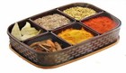 Plastic Spice Box Rectangle Shape Masala Dabba Woven Style Storage Box 6 Section