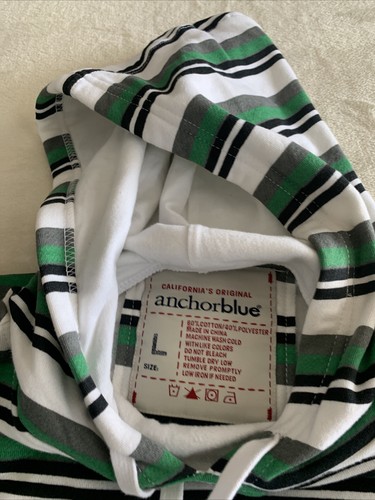 Sweat à capuche homme bleu ancre grand pull rayé vert blanc - Photo 11/18