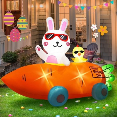 Easter Inflatables Outdoor Decorations Bunny Rabbit Up Yard Décor Spring Cute...
