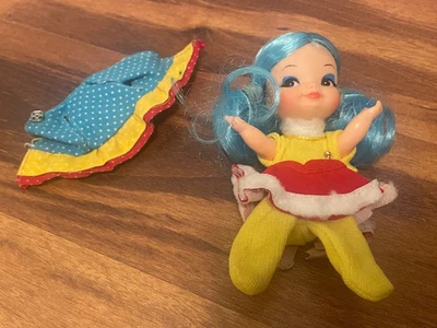 Vintage Sally Ice Skater Remco Finger Ding 1969-60’s Puppet Toy Blue Hair Doll - Image 1 of 3