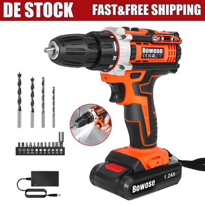 CORDLESS COMBI DRILL DRIVER 21V ELECTRIC SCREWDRIVER WITH BITS SET AND BATTERY