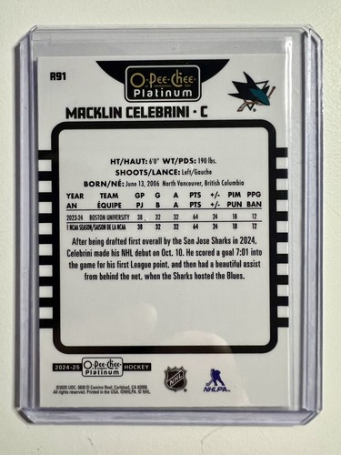 2025 2024-25 O-Pee-Chee Platinum Macklin Celebrini RC - Bild 2 von 2