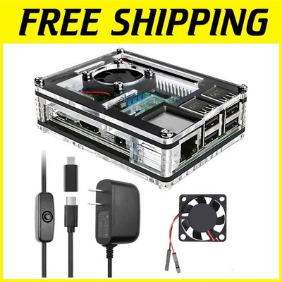 Raspberry Pi 3 B+ Case Bundle with Heatsinks & Power Supply