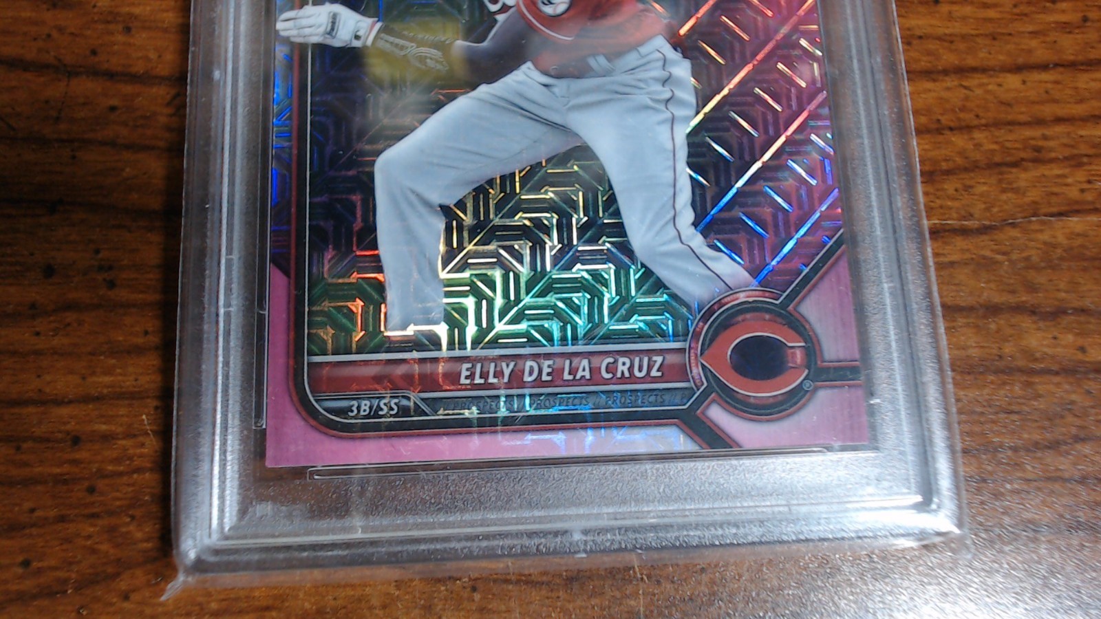 Elly De La Cruz-2022 BOWMAN CHROME PROSPECTS | PINK REFRACTOR-199/199 -PSA 9 view 3