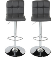 Cooke & Lewis Grey faux Leather Adjustable Height Bar Stools Breakfast Kitchen
