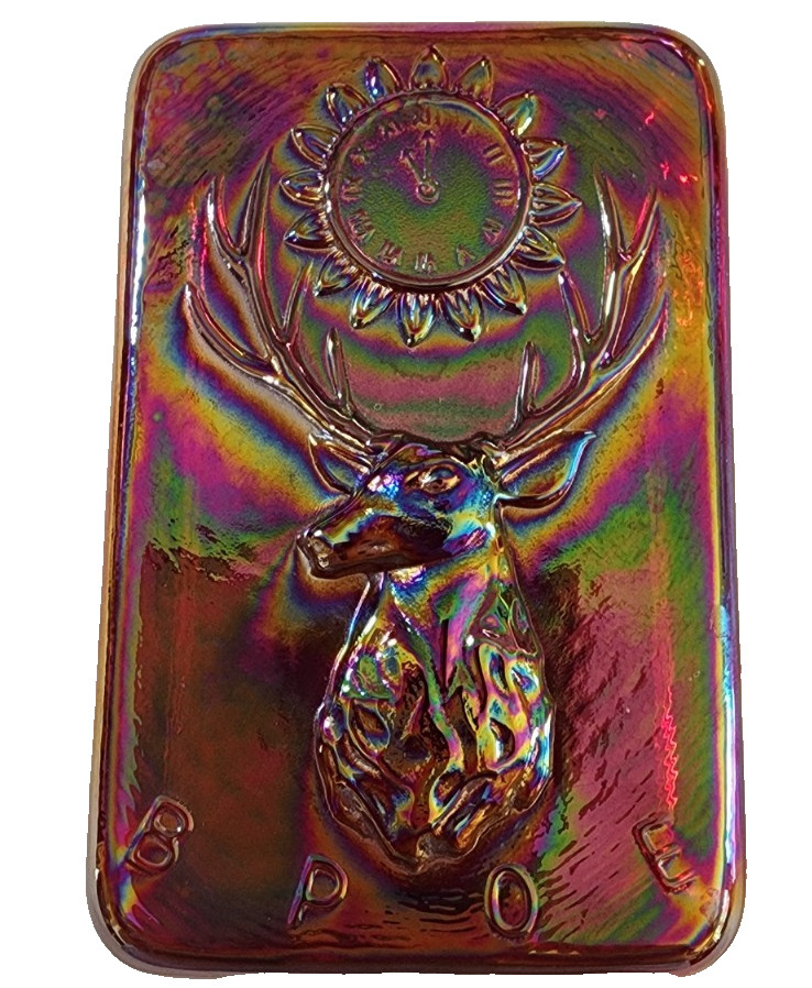 Fenton Elk BPOE Paperweight Art Glass Iridescent Carnival Glass