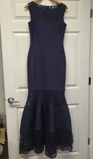 Christian Berg Dress Womens 8 Navy Blue Lace Mermaid Gown Formal Evening Party