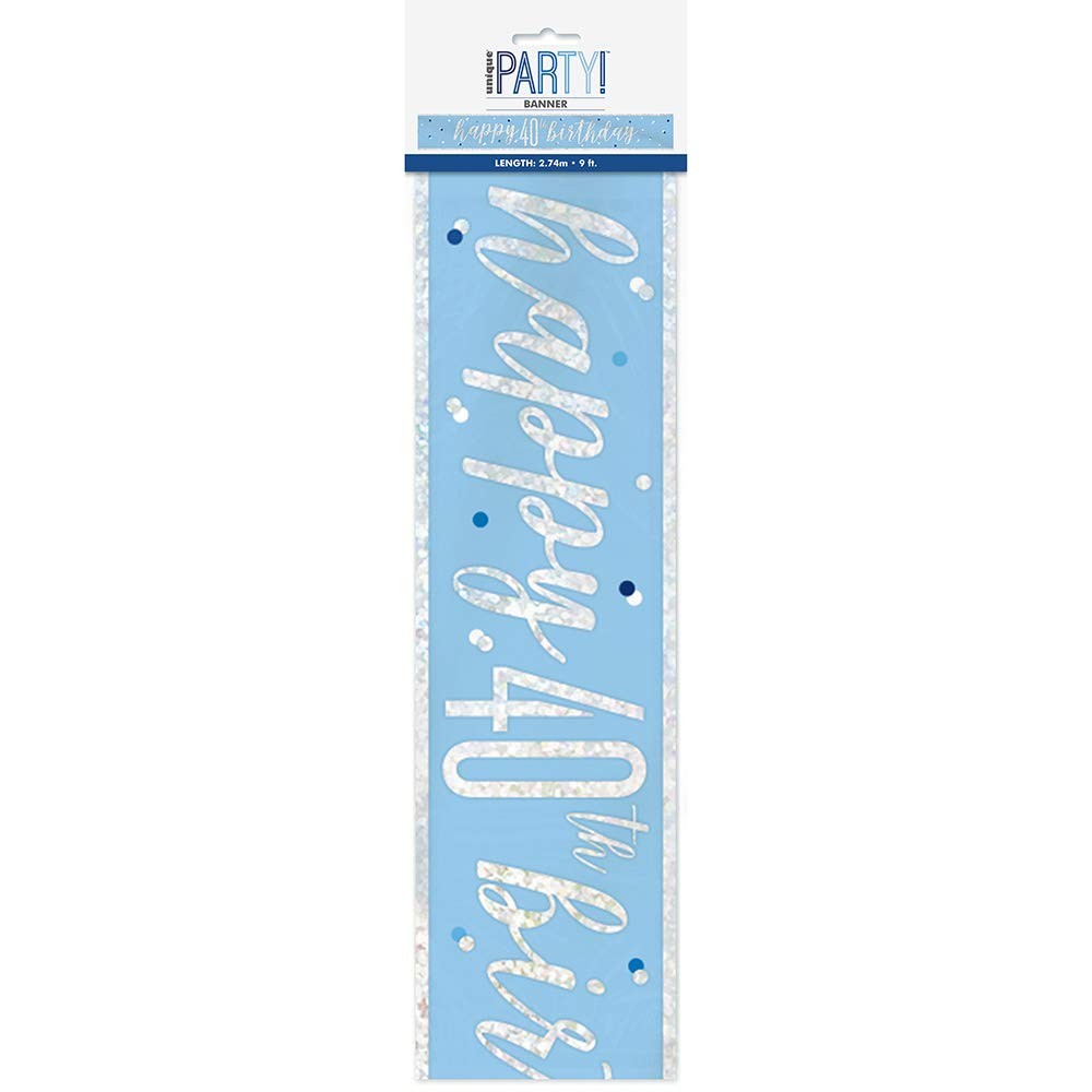 9ft Foil Glitz Blue - Silver 40th Birthday Banner 1690₽