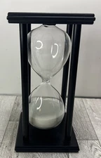 60 Minutes Hourglass Sand Timer Wooden Glass Sand, White Sand Clock Home Desktop